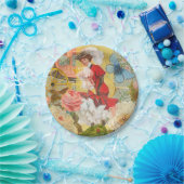 Victoriaans dame vrouw plezier vervoer papieren bordje (Feest)