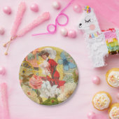 Victoriaans dame vrouw plezier vervoer papieren bordje (Feest)