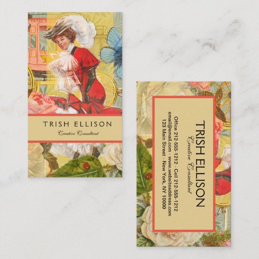 Victoriaans dame vrouw plezier vervoer visitekaartje (Voorkant / Achterkant)