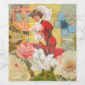 Victoriaans dame vrouw plezier vervoer wijn etiket (Enkel label)