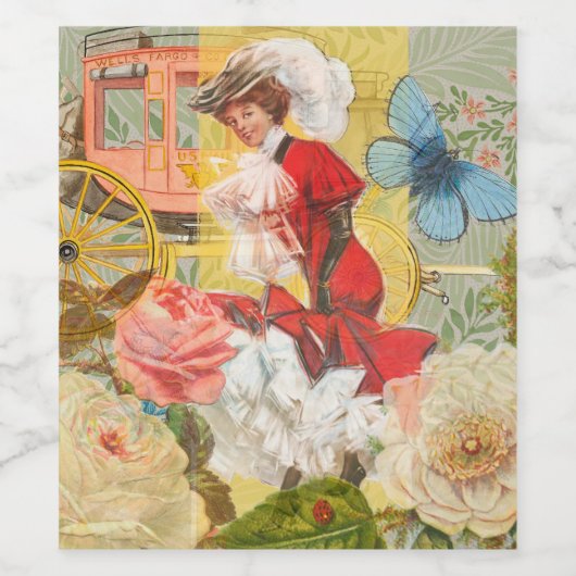 Victoriaans dame vrouw plezier vervoer wijn etiket (Enkel label)