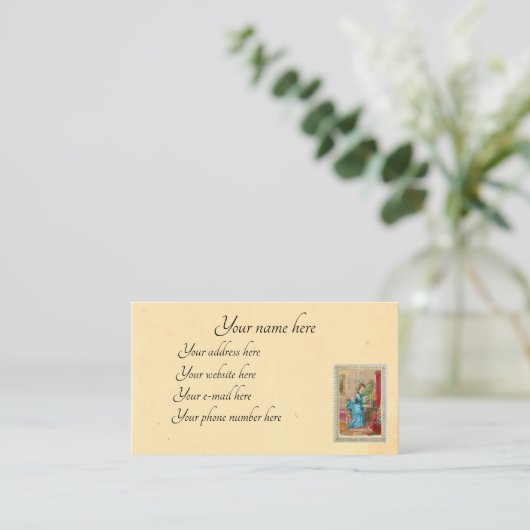 Victoriaans dame writer visitekaartje (Staand voorkant)