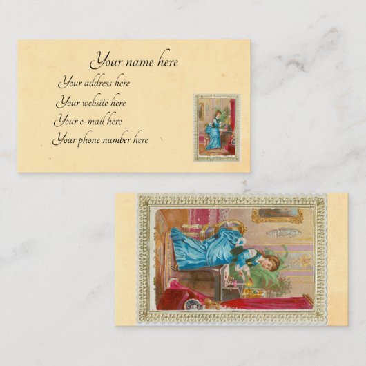 Victoriaans dame writer visitekaartje (Voorkant / Achterkant)