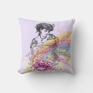 Victoriaans damePalePurple ColorSplash Pillow Kussen
