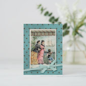 Victoriaans dames en meisjes  reproductie briefkaart (Staand voorkant)