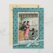 Victoriaans dames en meisjes  reproductie briefkaart (Voorkant / Achterkant)