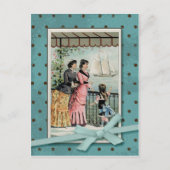 Victoriaans dames en meisjes  reproductie briefkaart (Voorkant)