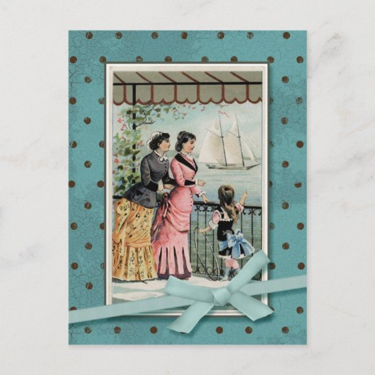 Victoriaans dames en meisjes  reproductie briefkaart (Voorkant)