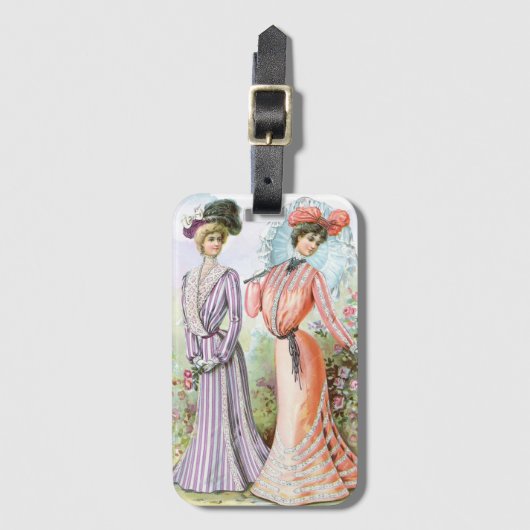 Victoriaans  Dames in de tuin Bagagelabel (Voorkant (verticaal))