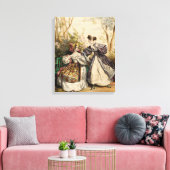 Victoriaans dames in de tuin conversatie - canvas afdruk (Insitu (Woonkamer))