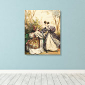 Victoriaans dames in de tuin conversatie - canvas afdruk (Insitu (Houten vloer))
