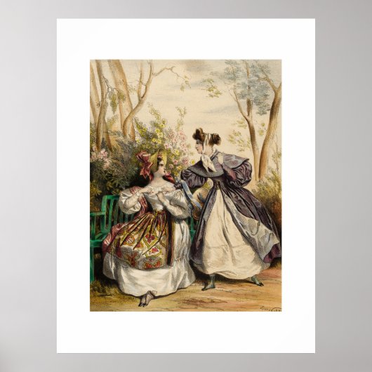 Victoriaans dames in de tuin conversatie -  poster (Voorkant)