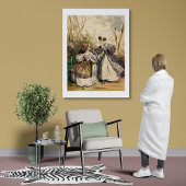 Victoriaans dames in de tuin conversatie -  poster