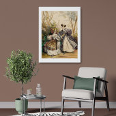 Victoriaans dames in de tuin conversatie -  poster