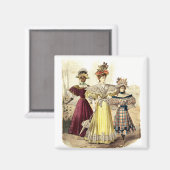 Victoriaans dames in jurken met parasols Magneet (Voorkant / Achterkant)