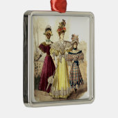  Victoriaans dames in jurken met parasols Metalen Ornament (Rechts)