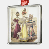  Victoriaans dames in jurken met parasols Metalen Ornament (Links)