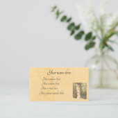 Victoriaans dames naaien visitekaartje (Staand voorkant)