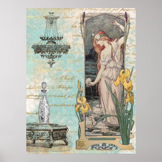 *  Victoriaans damesbloemen Art Nouveau AR23 Poster (Voorkant)