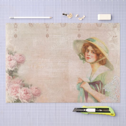  Victoriaans damesdebetpapier Tissuepapier (Craft)