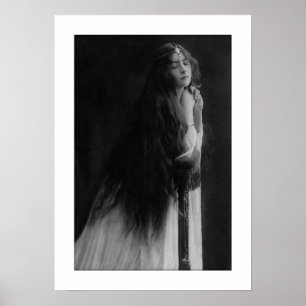 Victoriaans damesgebed zeer lang haar poster