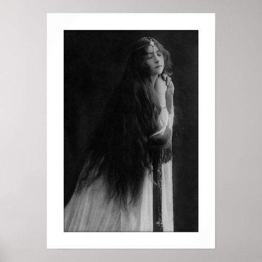 Victoriaans damesgebed zeer lang haar poster (Voorkant)