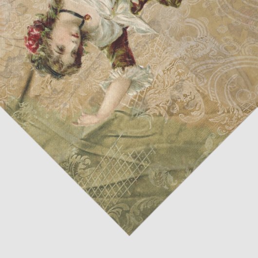 Victoriaans damesgroen rood roestpapier tissuepapier (Detail)