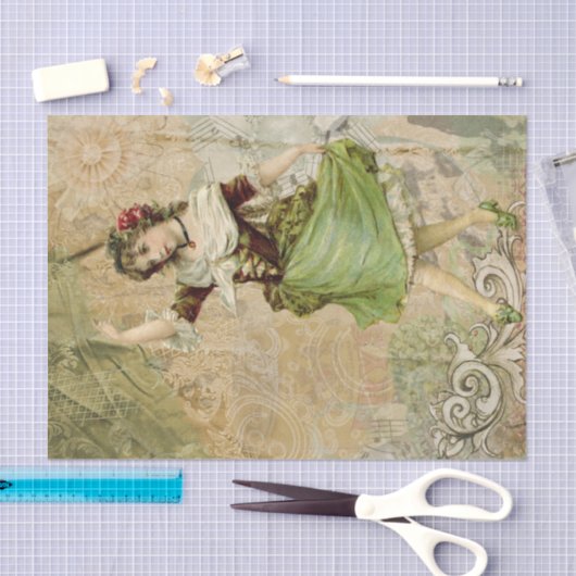 Victoriaans damesgroen rood roestpapier tissuepapier (Craft)