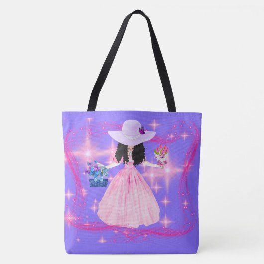 Victoriaans damesmand met bloemen Canvas tas (Voorkant)