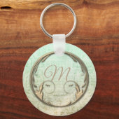 Victoriaans damesscript goudgroen elegant sleutelhanger (Voorkant)