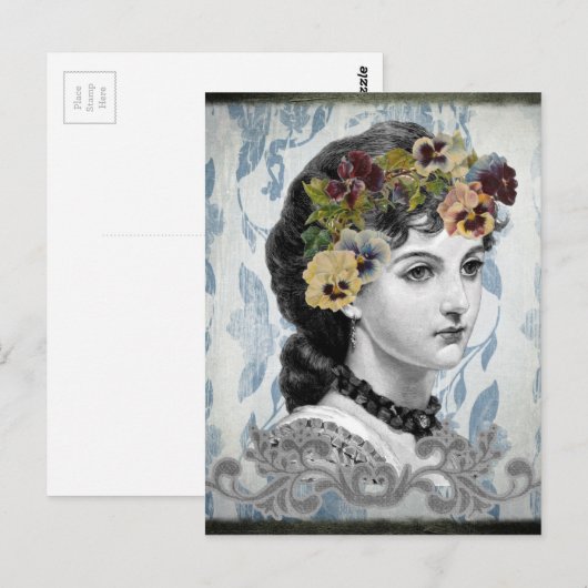 Victoriaans damestandaartjes in de bosbouw briefkaart (Voorkant / Achterkant)