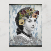 Victoriaans damestandaartjes in de bosbouw briefkaart (Voorkant)