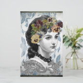 Victoriaans damestandaartjes in de bosbouw briefpapier (Staand voorkant)