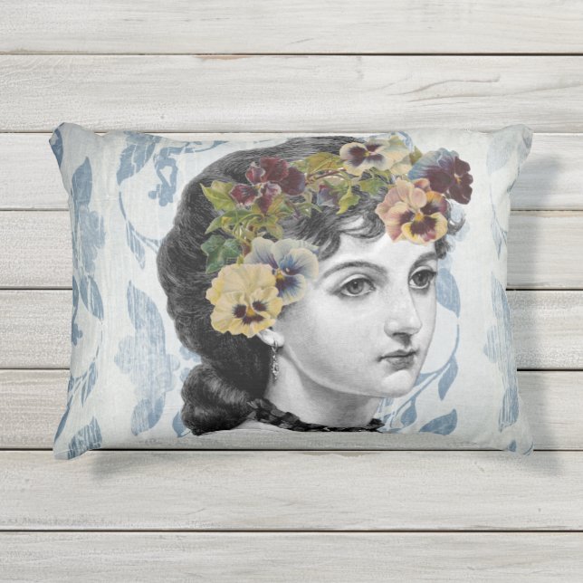 Victoriaans damestandaartjes in de bosbouw buitenkussen (Voorkant)