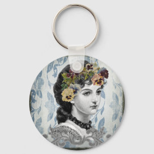 Victoriaans damestandaartjes in de bosbouw sleutelhanger