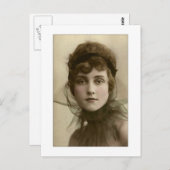 Victoriaans damestnet hoge kraag briefkaart (Voorkant / Achterkant)