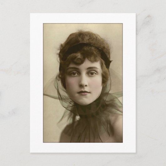 Victoriaans damestnet hoge kraag briefkaart (Voorkant)