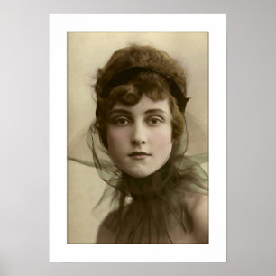 Victoriaans damestnet hoge kraag poster
