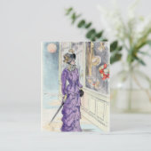 Victoriaans damesvenster Paarse drukker Briefkaart (Staand voorkant)