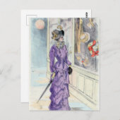 Victoriaans damesvenster Paarse drukker Briefkaart (Voorkant / Achterkant)