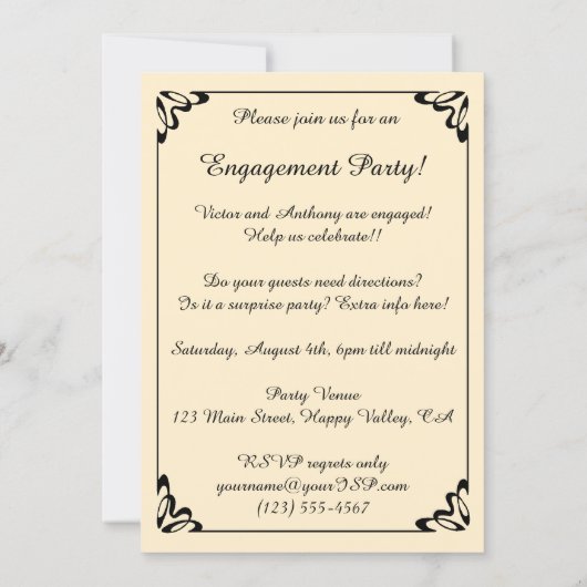  Victoriaans Dancing Beren Engagement Party Kaart (Achterkant)