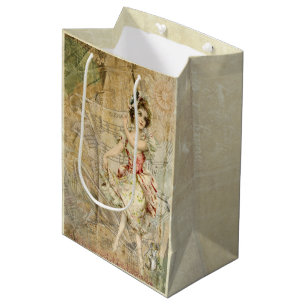 Victoriaans Dancing Girl Blad Muziek Gift Bag Medium Cadeauzakje