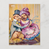 Victoriaans Dancing Pig Couple Briefkaart (Voorkant)
