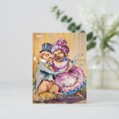 Victoriaans Dancing Pig Couple Briefkaart (Staand voorkant)