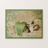Victoriaans Dansende Girl Green Red Rose Legpuzzel (Horizontaal)