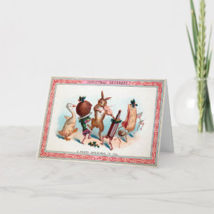 Victoriaans dansende kerstkaart feestdagen kaart