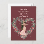  Victoriaans dansende Valentijn Briefkaart (Voorkant / Achterkant)