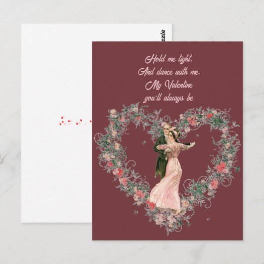  Victoriaans dansende Valentijn Briefkaart (Voorkant / Achterkant)