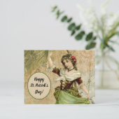 Victoriaans dansmeisje in Green St. Patrick's Day Briefkaart (Staand voorkant)