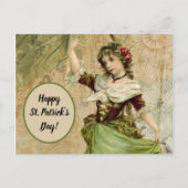 Victoriaans dansmeisje in Green St. Patrick's Day Briefkaart (Voorkant)